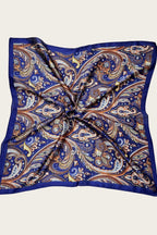 Retro Paisley Silky Scarf (Navy)