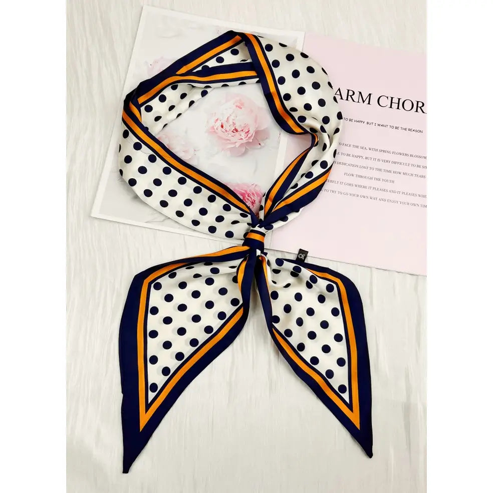 Polka Dot Satin Silky Skinny Scarf