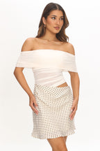 Delphine Polka Dot Mini Dress (White)