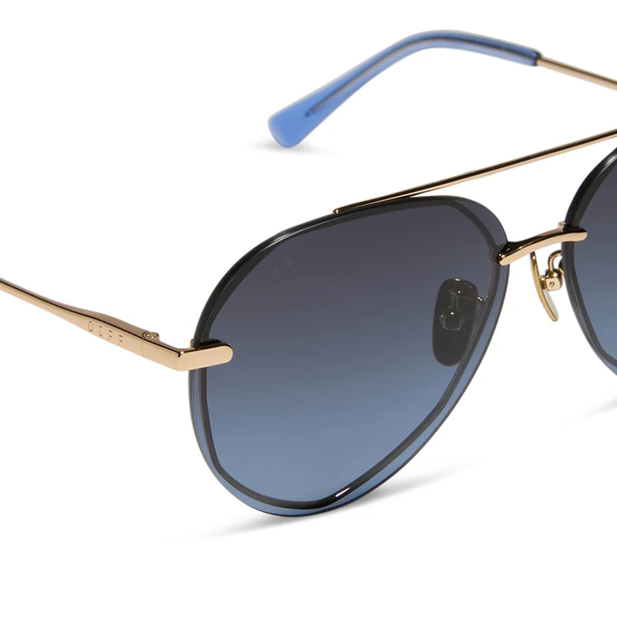 Diff Eyewear Lenox Sunglasses (Gold + Blue Gradient + Polarized)