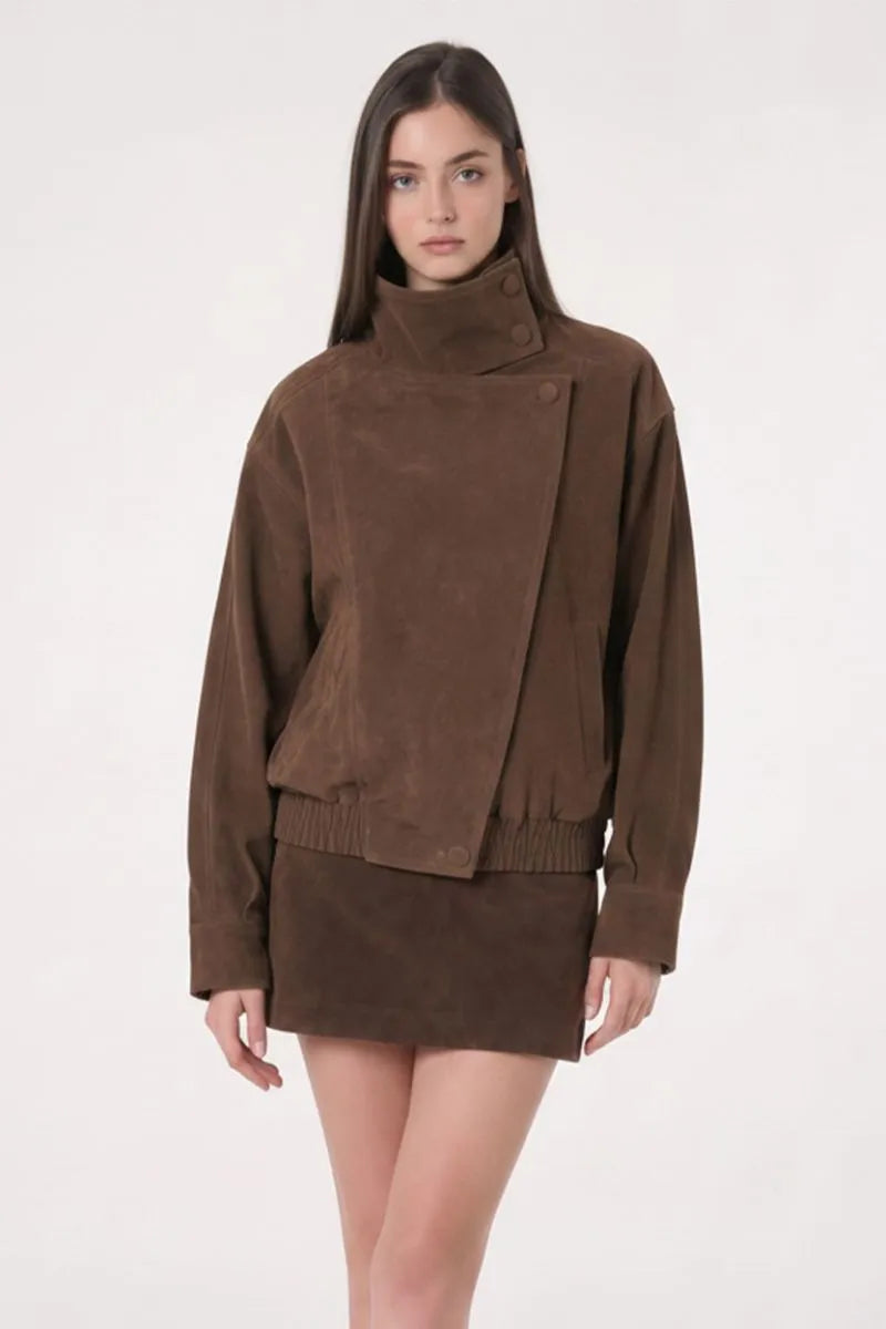 Faux Suede Motor Jacket