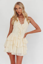 Sally Halter Scoop Ruffled Mini Dress