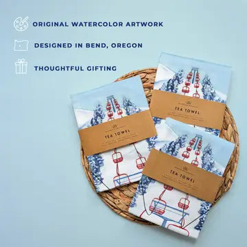 Ski Chairlift Tea Towel