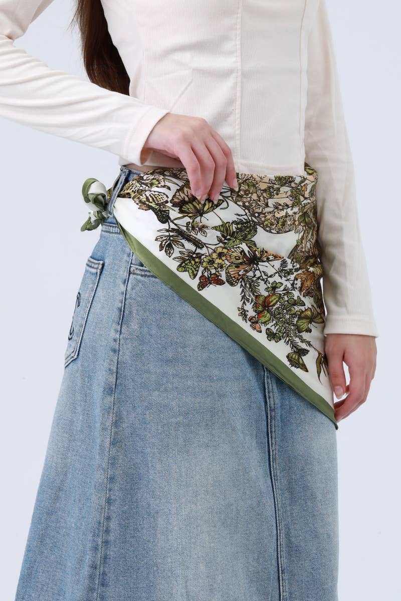 Floral Butterfly Silk Bandana Main image