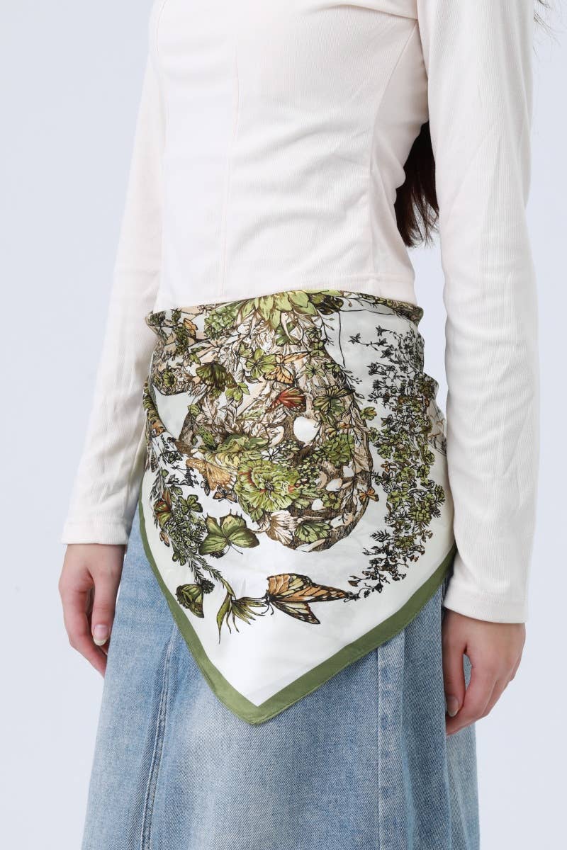 Floral Butterfly Silk Bandana