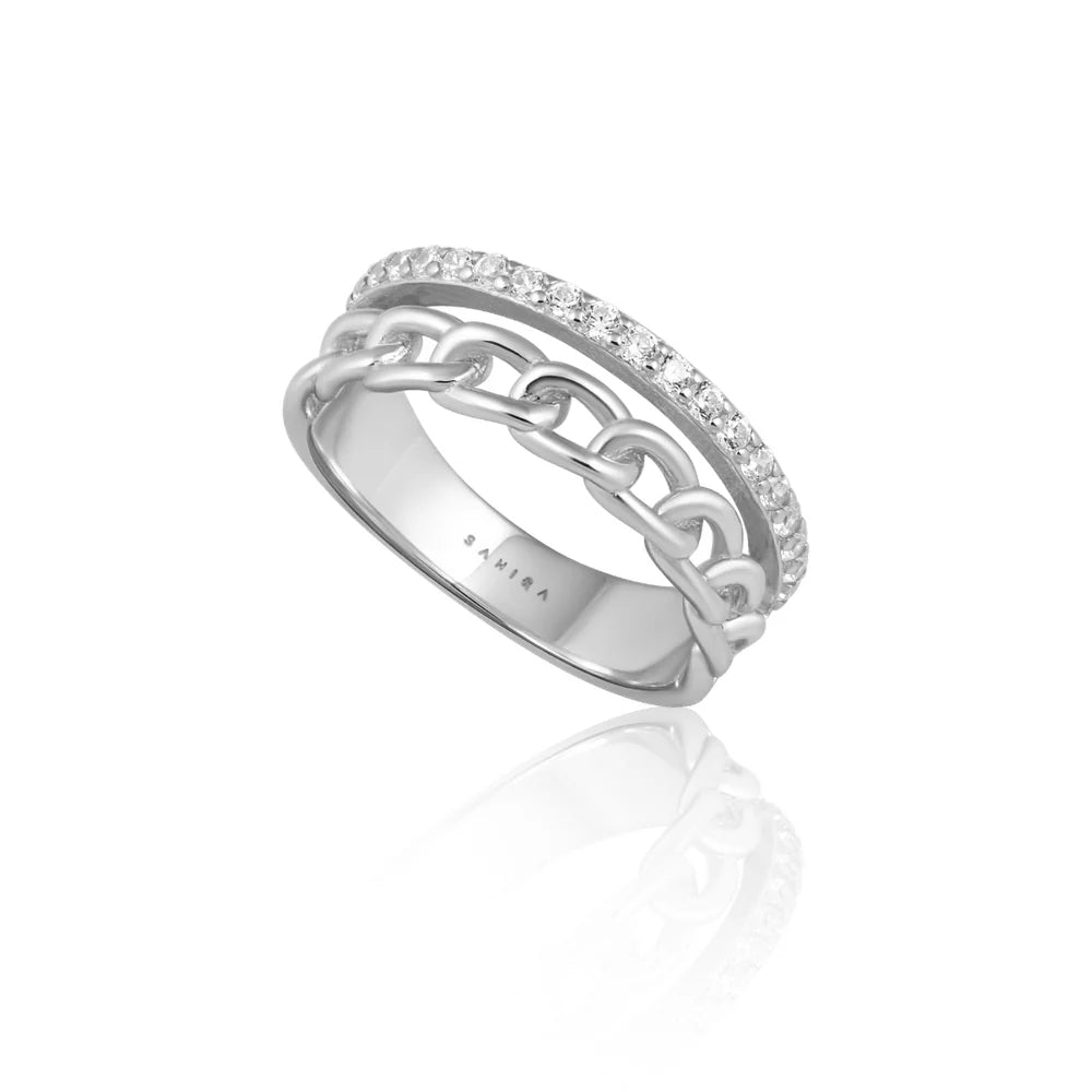 Sahira Jewelry Jolene Cz Chain Ring (Silver) Main image