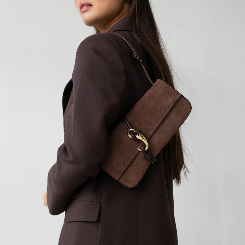 Dolce Vita Alice Shoulder Bag Chocolate Suede