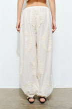 Owen Cotton Eyelet Embroidered Balloon Jogger Pants (Natural)