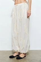 Owen Cotton Eyelet Embroidered Balloon Jogger Pants (Natural)