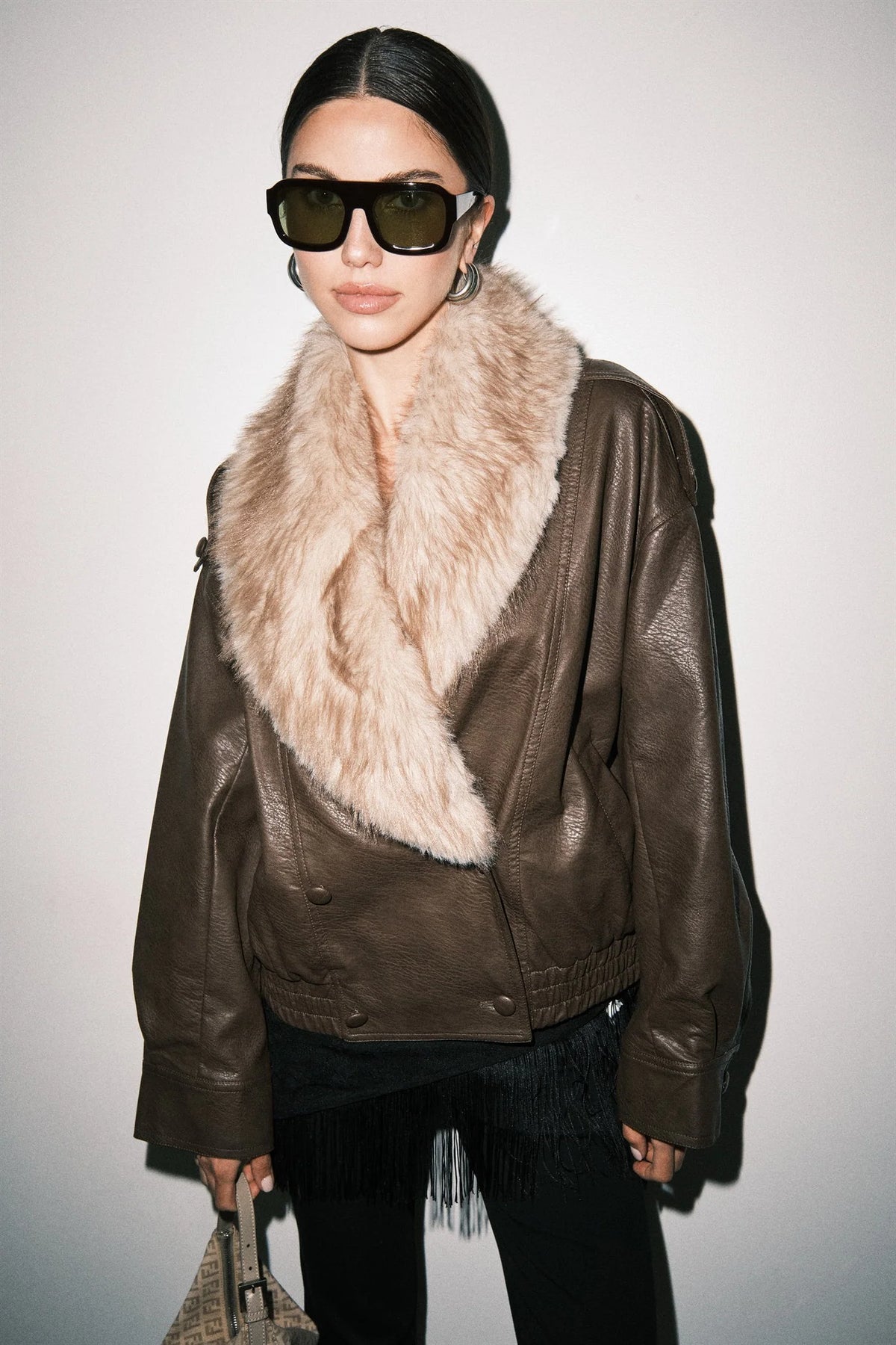 Colette Faux Leather Bomber Jacket