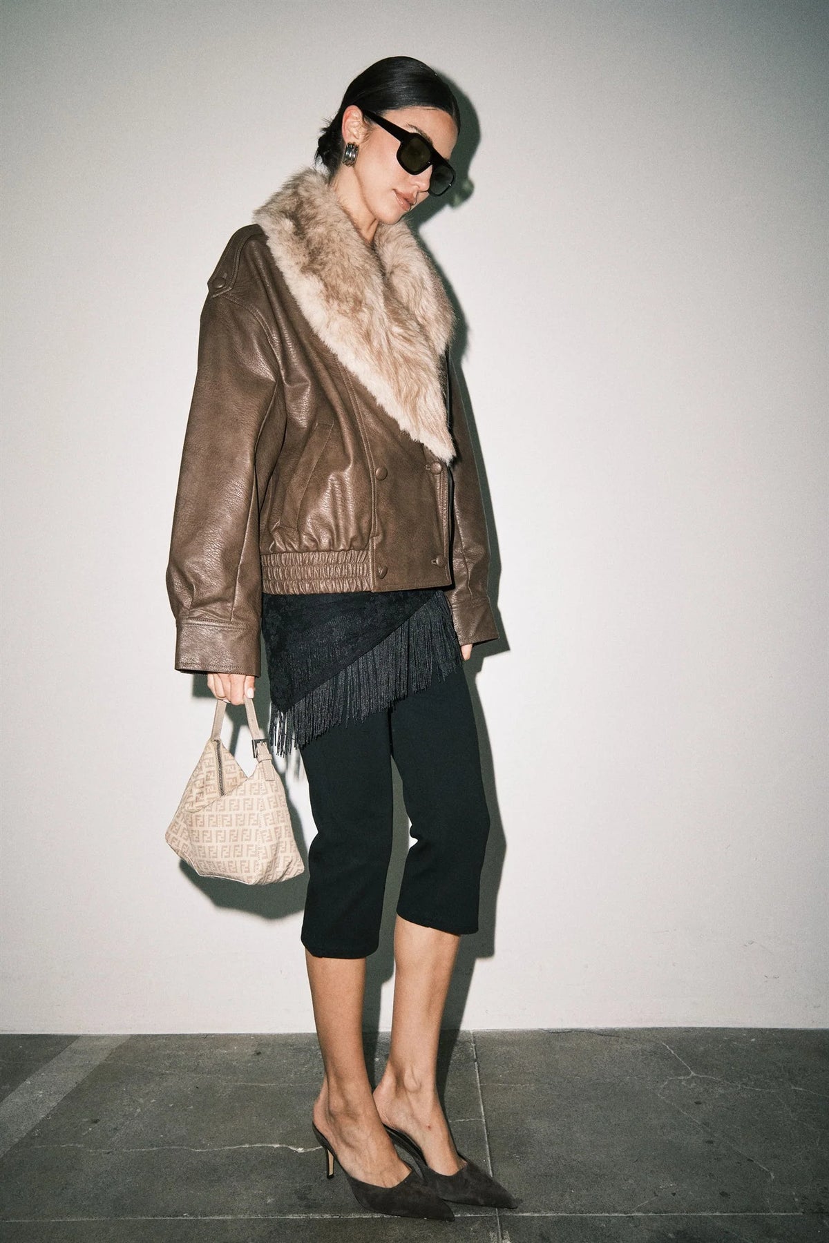 Colette Faux Leather Bomber Jacket