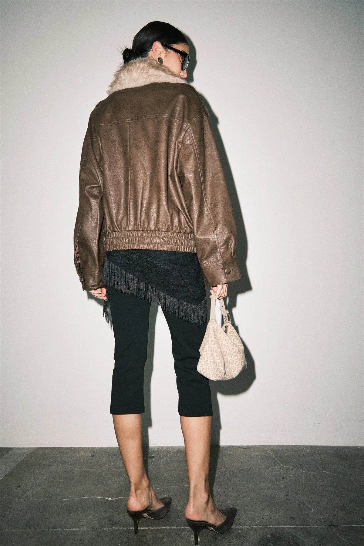 Colette Faux Leather Bomber Jacket