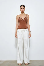 Marlowe Studded Denim Pants (White)
