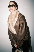Colette Faux Leather Bomber Jacket