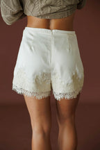 Evelyn Lace Hem Satin Shorts