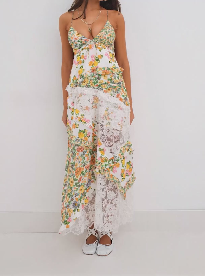 For Love & Lemons Rosalyn Maxi Dress (Yellow) Main image