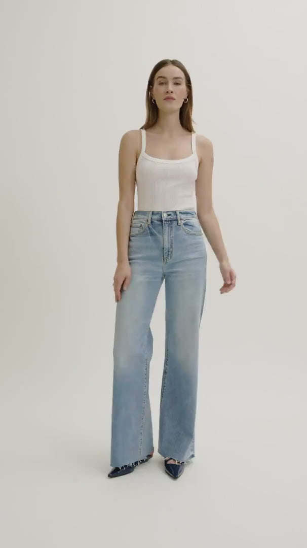 Daze Denim Far Out High Rise Wide Leg In Fools Gold
