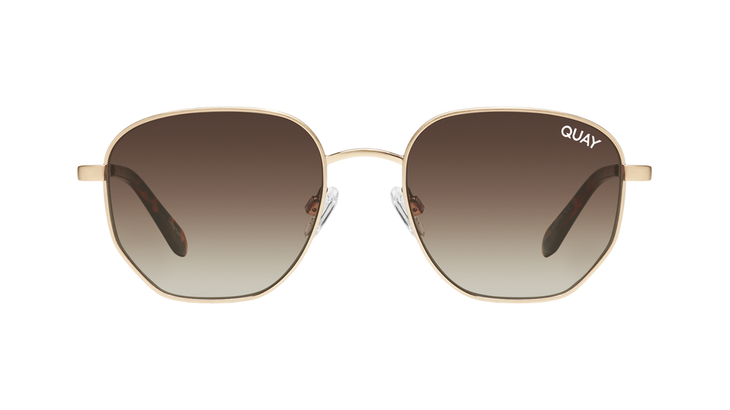 Quay Big Time Sunglasses (Brushed Gold Frame / Brown Lens)