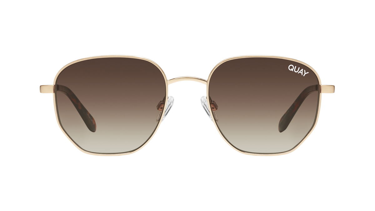 Quay Big Time Sunglasses (Brushed Gold Frame / Brown Lens) Main image