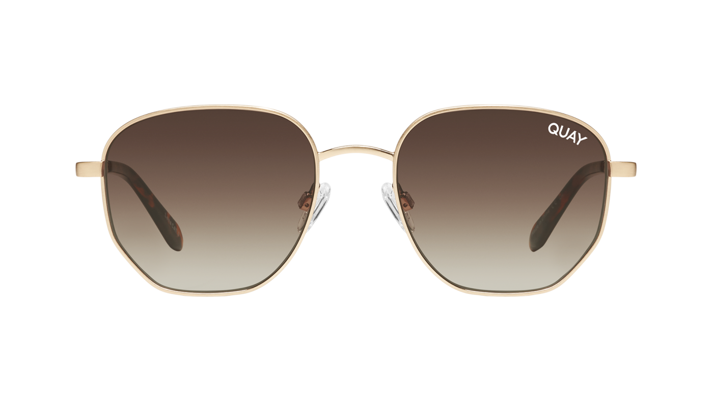 Quay Big Time Sunglasses (Brushed Gold Frame / Brown Lens)