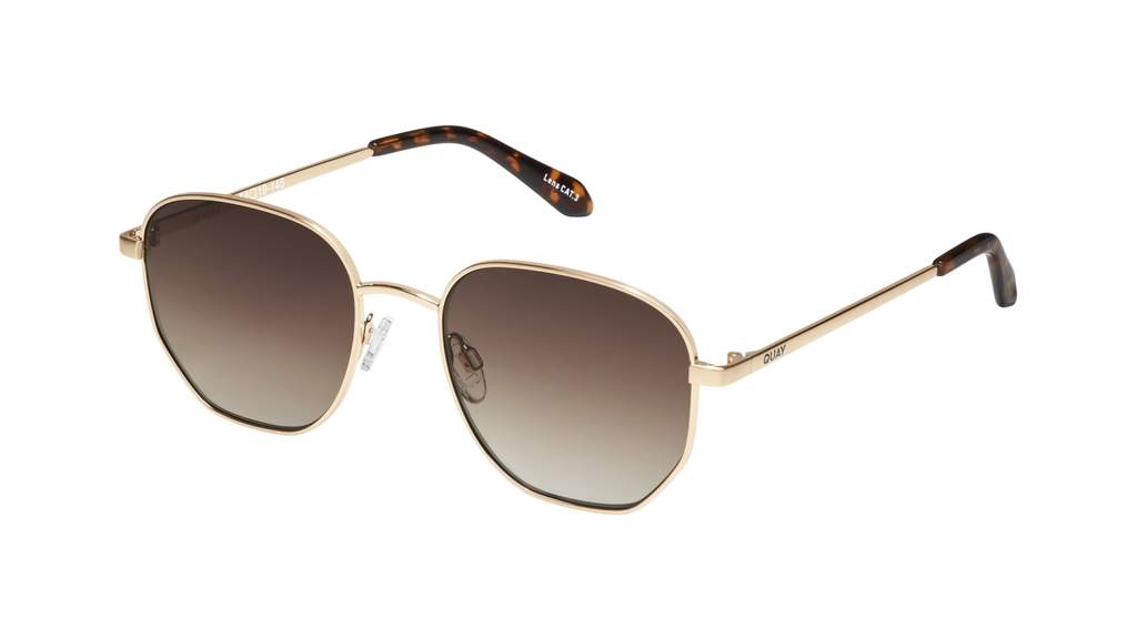 Quay Big Time Sunglasses (Brushed Gold Frame / Brown Lens)