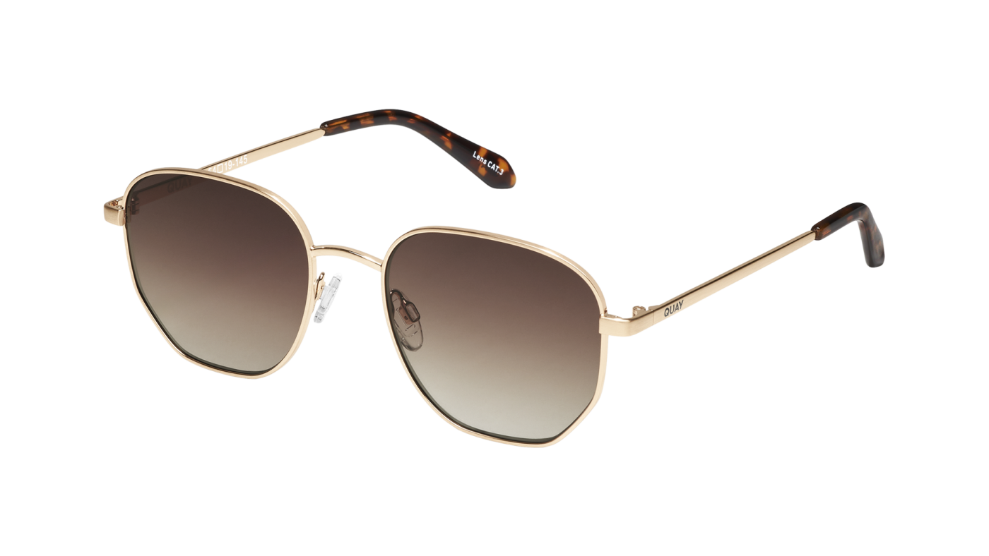 Quay Big Time Sunglasses (Brushed Gold Frame / Brown Lens)