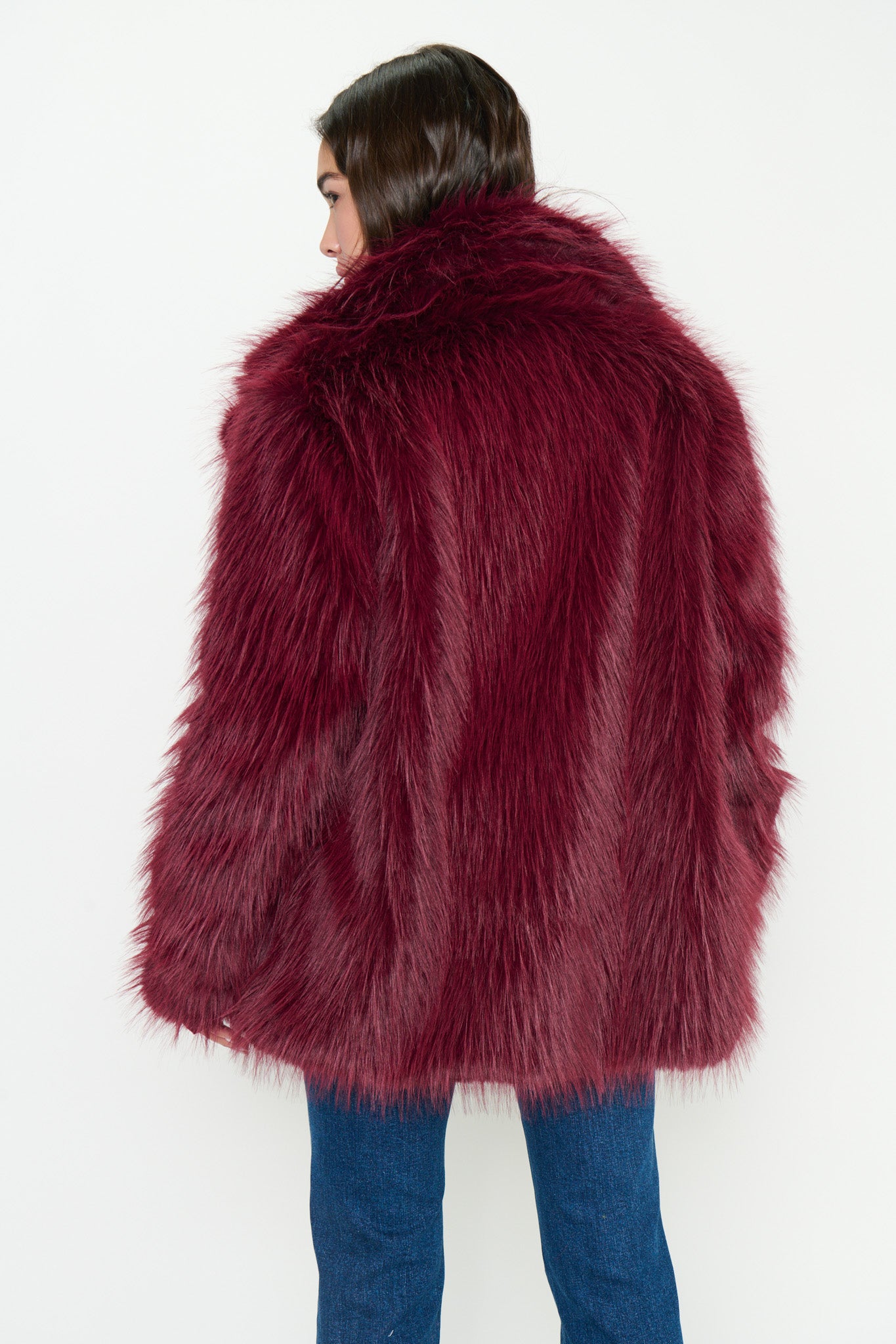 Show Me Your Mumu Salt Lake Fur Coat Merlot
