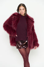 Show Me Your Mumu Salt Lake Fur Coat Merlot