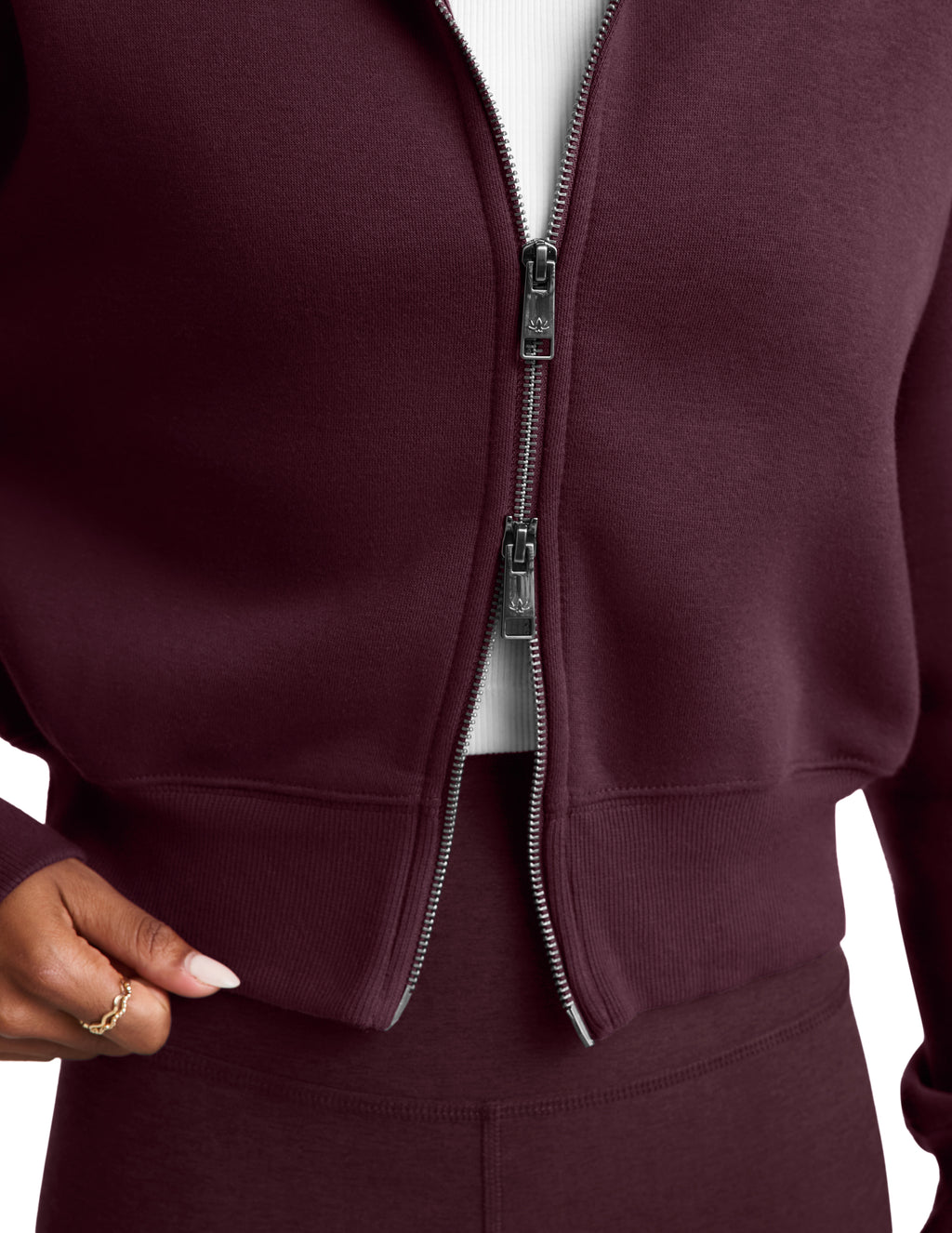 Beyond Yoga Heavyweight LuxeFleece 2.0 Double Zip Jacket (Cabernet)