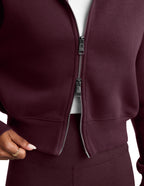 Beyond Yoga Heavyweight LuxeFleece 2.0 Double Zip Jacket (Cabernet)