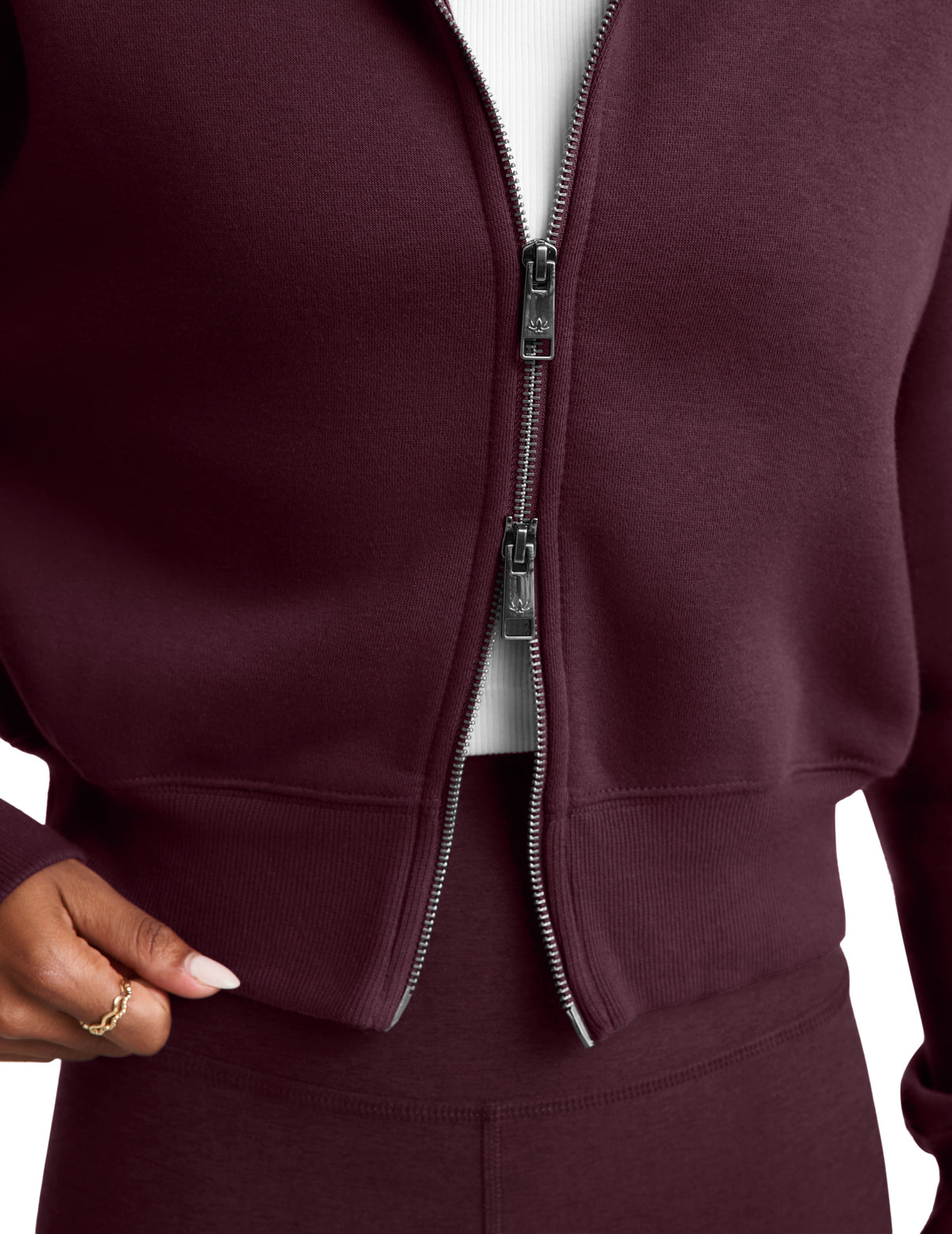Beyond Yoga Heavyweight LuxeFleece 2.0 Double Zip Jacket (Cabernet)