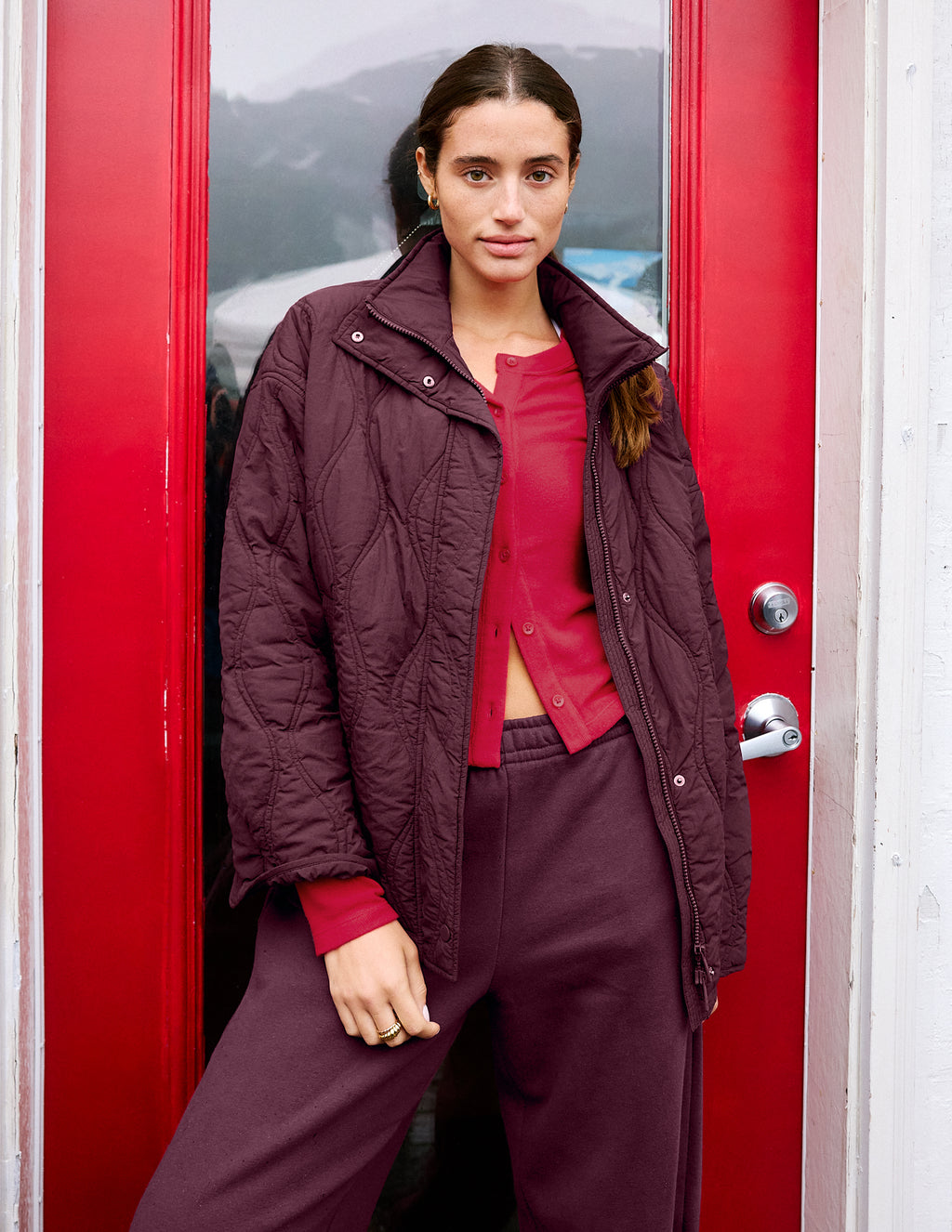 Beyond Yoga Roam Quilted Lightweight Jacket (Cabernet)