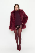 Show Me Your Mumu Salt Lake Fur Coat Merlot