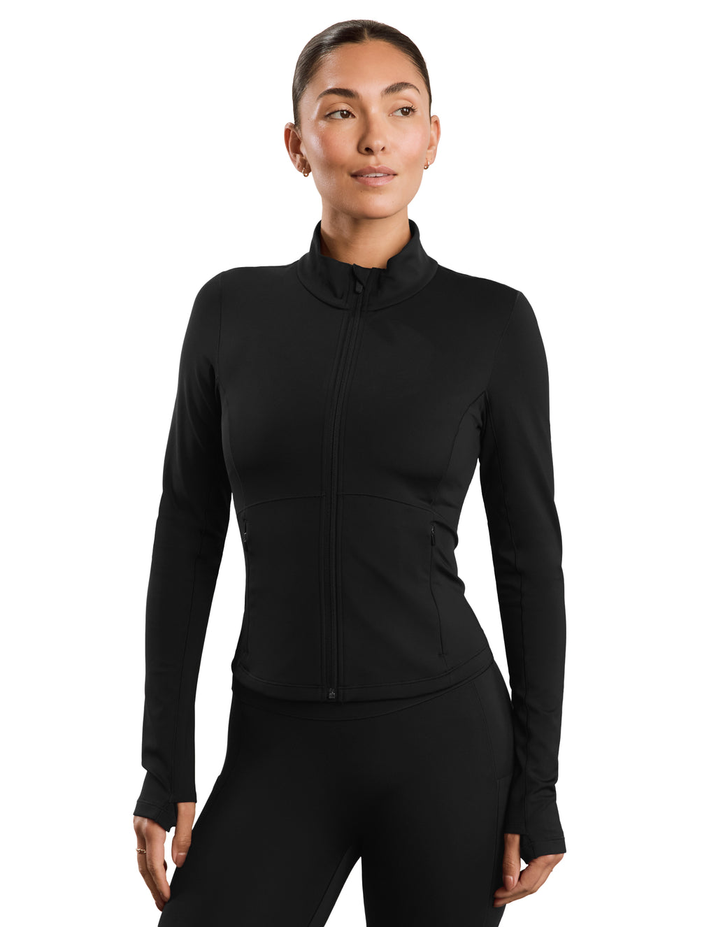 Beyond Yoga Pacer Fleece-Backed Full-Zip Jacket (Black)