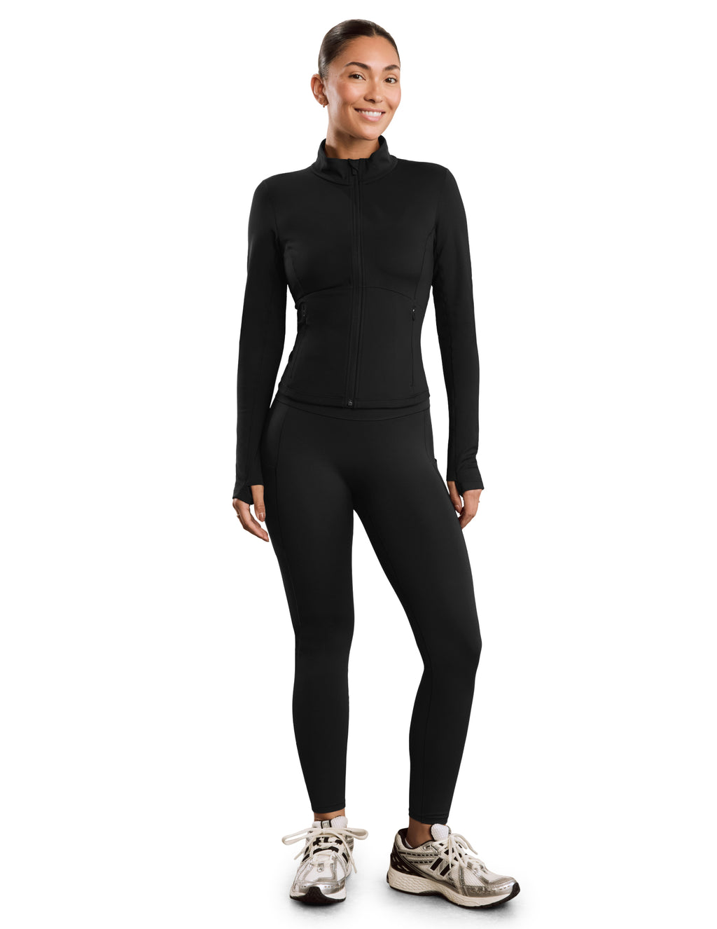 Beyond Yoga Pacer Fleece-Backed Full-Zip Jacket (Black)