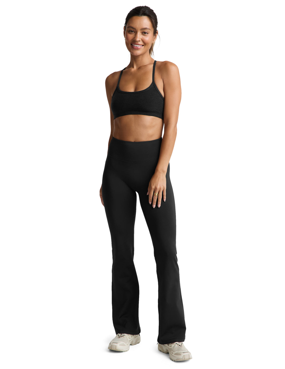 Beyond Yoga Pacer Fleece-Backed Split Hem Flare Pant (Black)