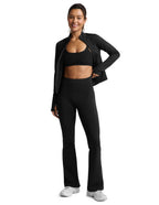 Beyond Yoga Pacer Fleece-Backed Split Hem Flare Pant (Black)