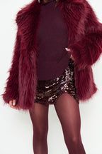Show Me Your Mumu Salt Lake Fur Coat Merlot