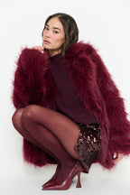 Show Me Your Mumu Salt Lake Fur Coat Merlot