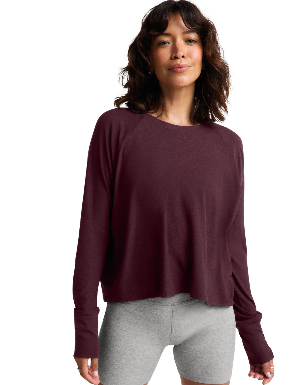 Beyond Yoga Featherweight Daydreamer Pullover (Cabernet Heather)