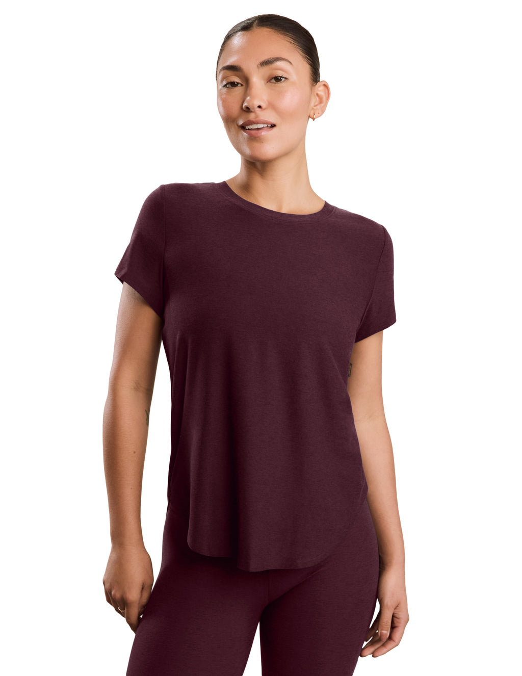 Beyond Yoga Featherweight On The Down Low Tee (Cabernet Heather)