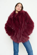 Show Me Your Mumu Salt Lake Fur Coat Merlot