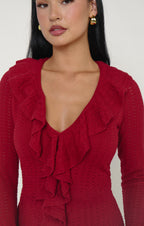Show Me Your Mumu Marley Mini Dress (Red Pointelle)