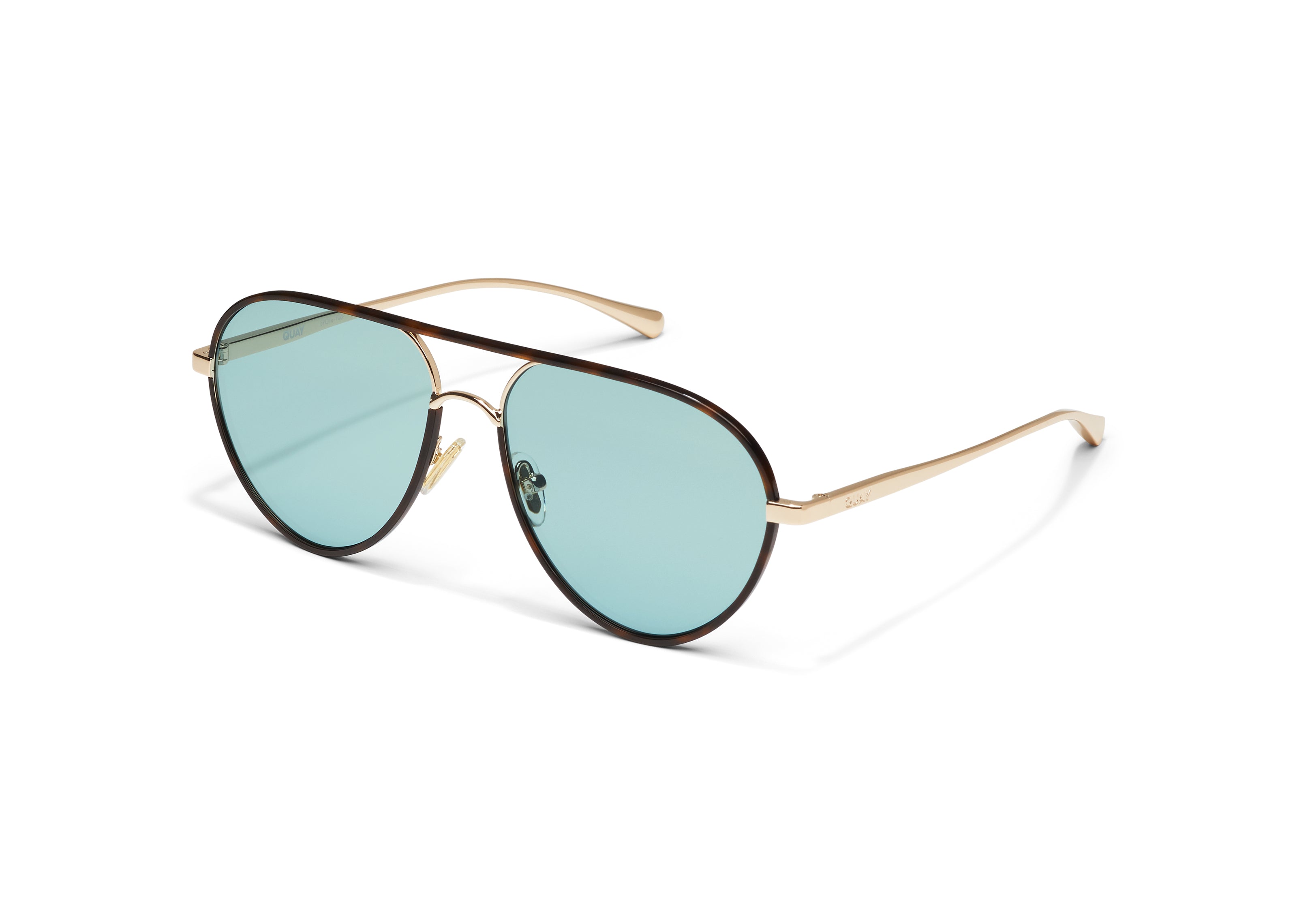 Quay Say Less Sunglasses (Amber Tort/Aqua) Secondary image