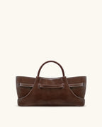 JW PEI Maeve Dachshund Metal Charm Tote Bag (Dark Brown)