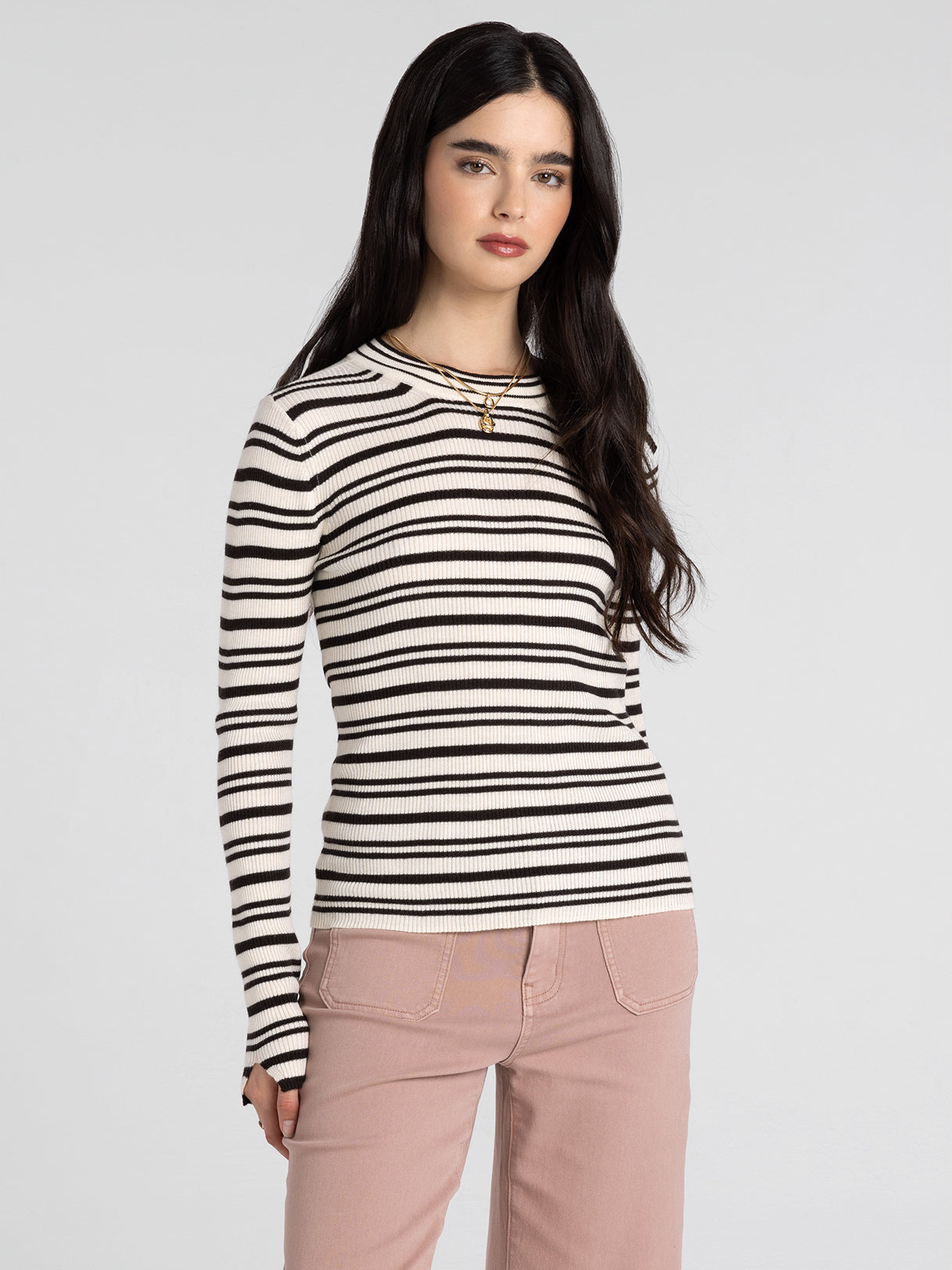 Irvine Top (Ivory Espresso Stripe)