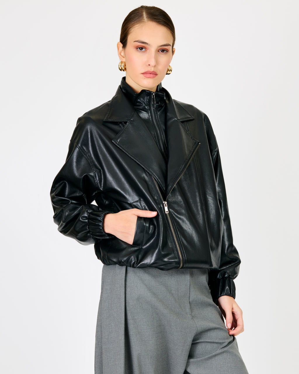 Line & Dot Noir Double Layered Jacket