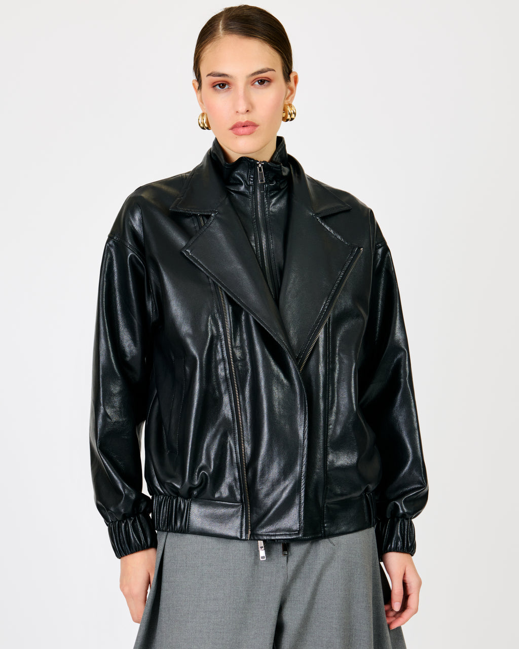 Line & Dot Noir Double Layered Jacket
