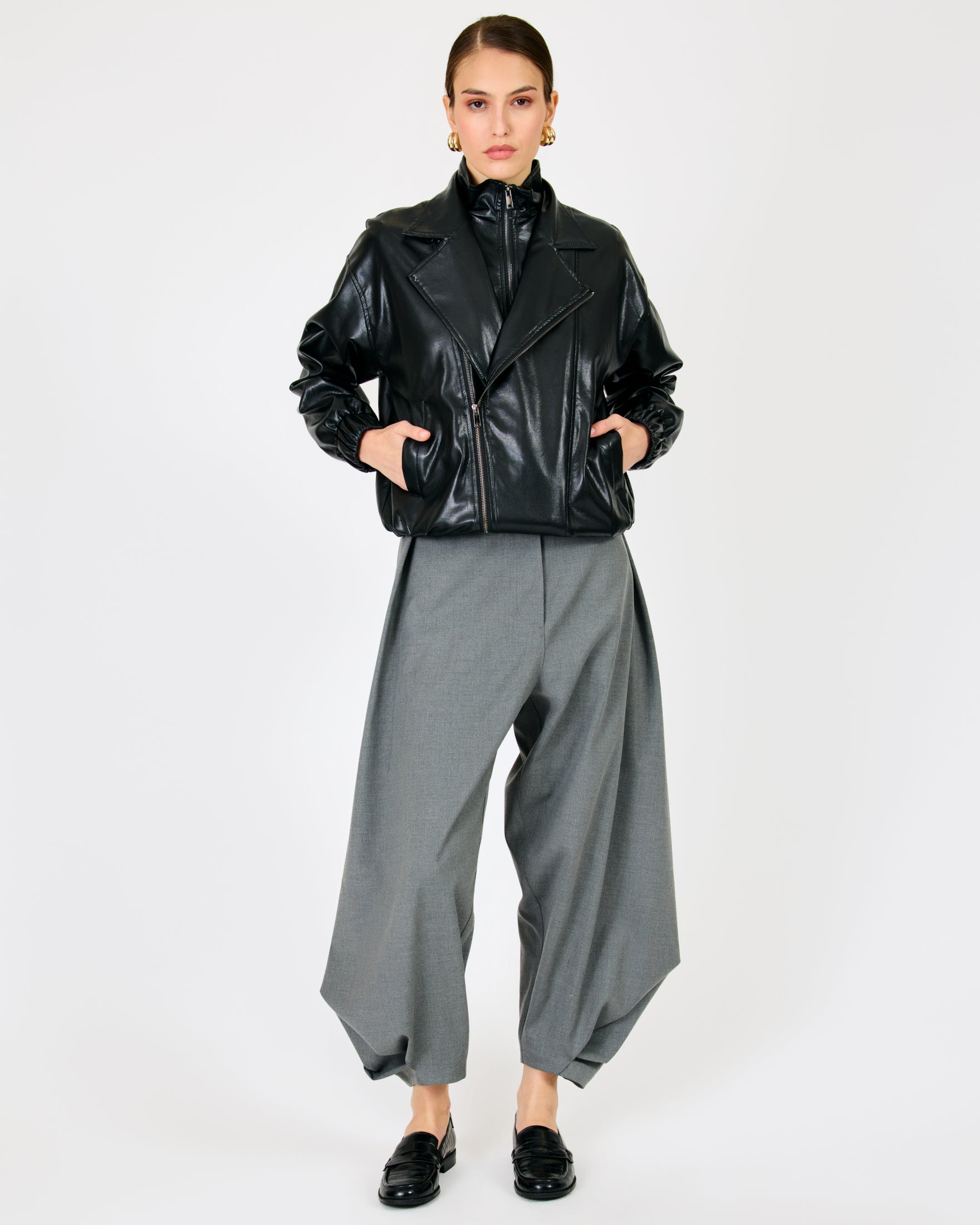 Line & Dot Noir Double Layered Jacket