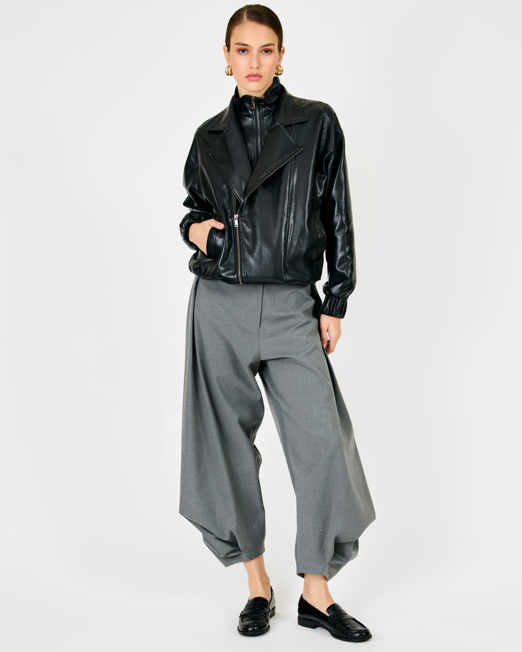 Line & Dot Noir Double Layered Jacket